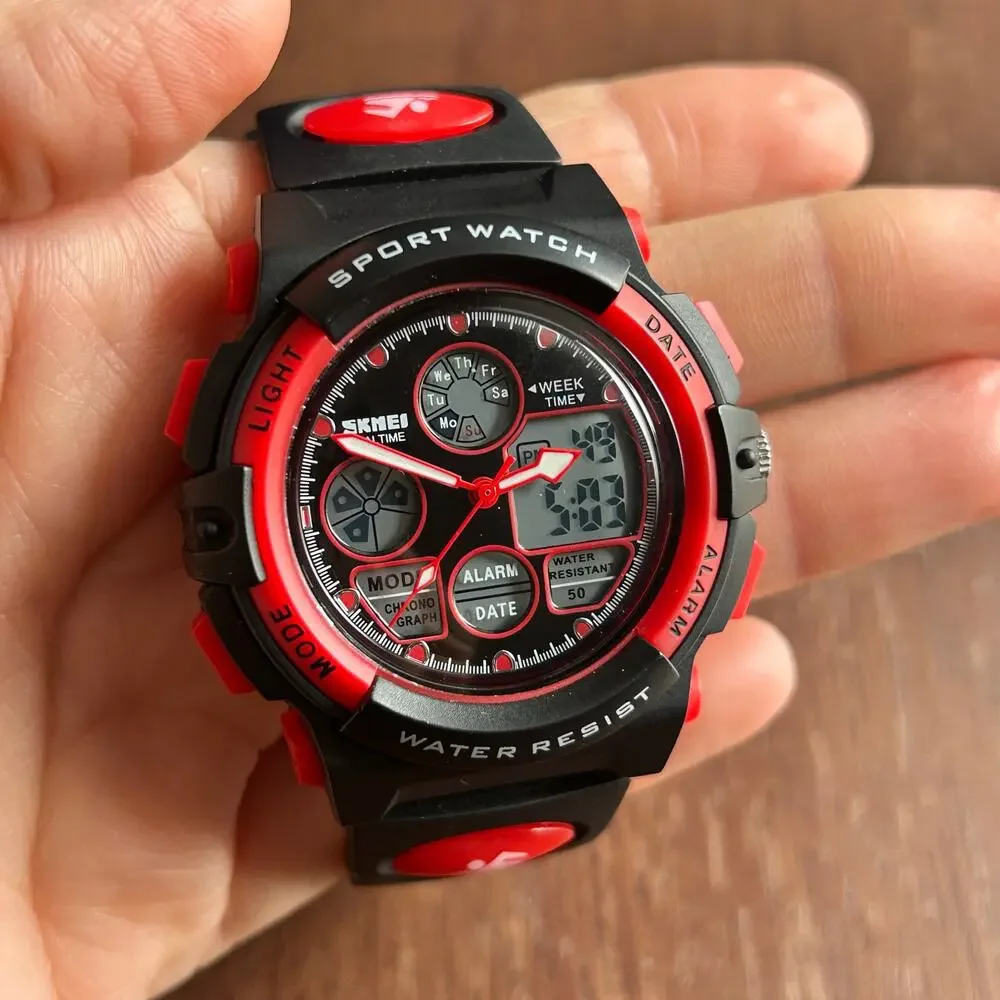 SKMEI 1163 Unisex Kids Black Band Digital & Analog Dial Quartz Wrist Watch